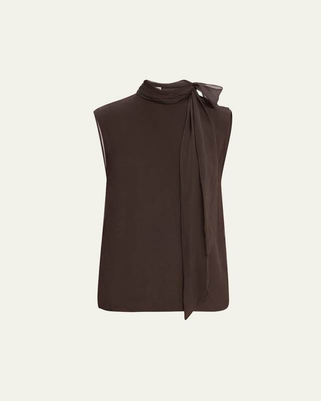 Crispy Silk Chiffon Tie Blous